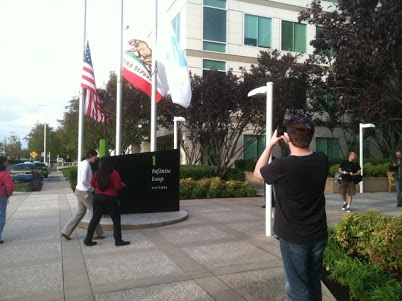 iPhone photos of half-mast flags at Apple's headquarters