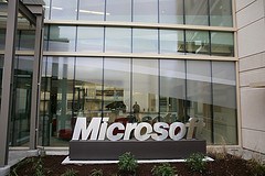 Microsoft sign outside building 99