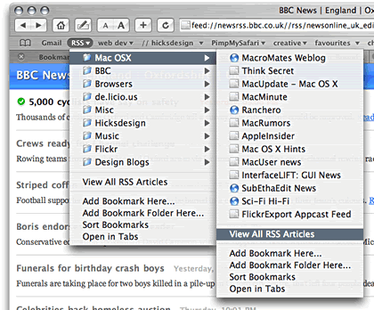 Safari RSS screenshot