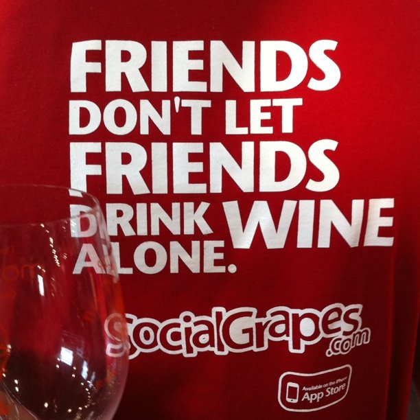 SocialGrapes' T-shirt and slogan